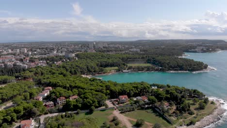 Croatia-Landscape-of-Adriatic-Sea-Coastline---Aerial-Drone-establishing-View