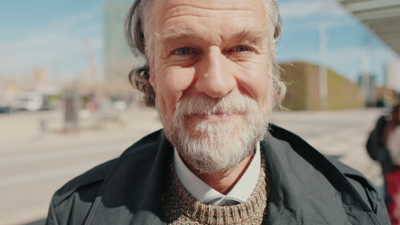 Stylish Senior Man Smiling in the City