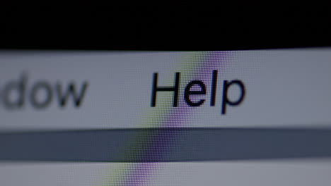 Help-menu-item-on-a-computer-screen-with-slow-push-forward