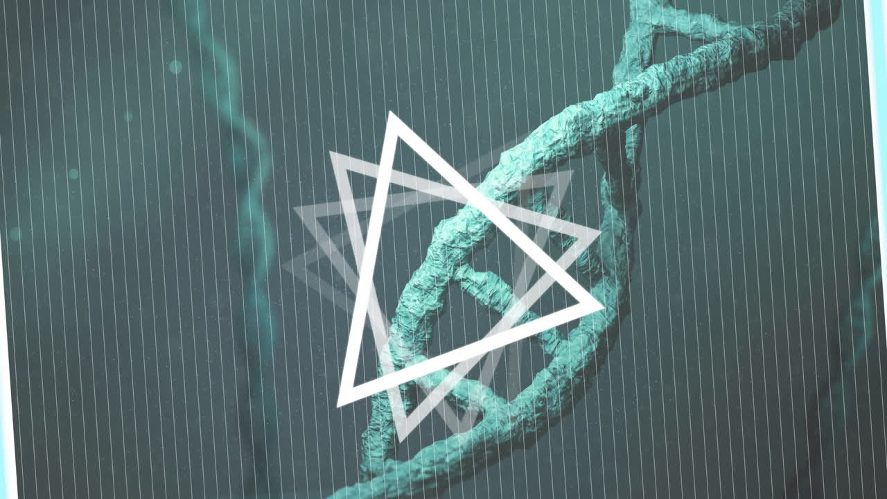 dna 가닥 회전 위의 삼각형의 애니메이션