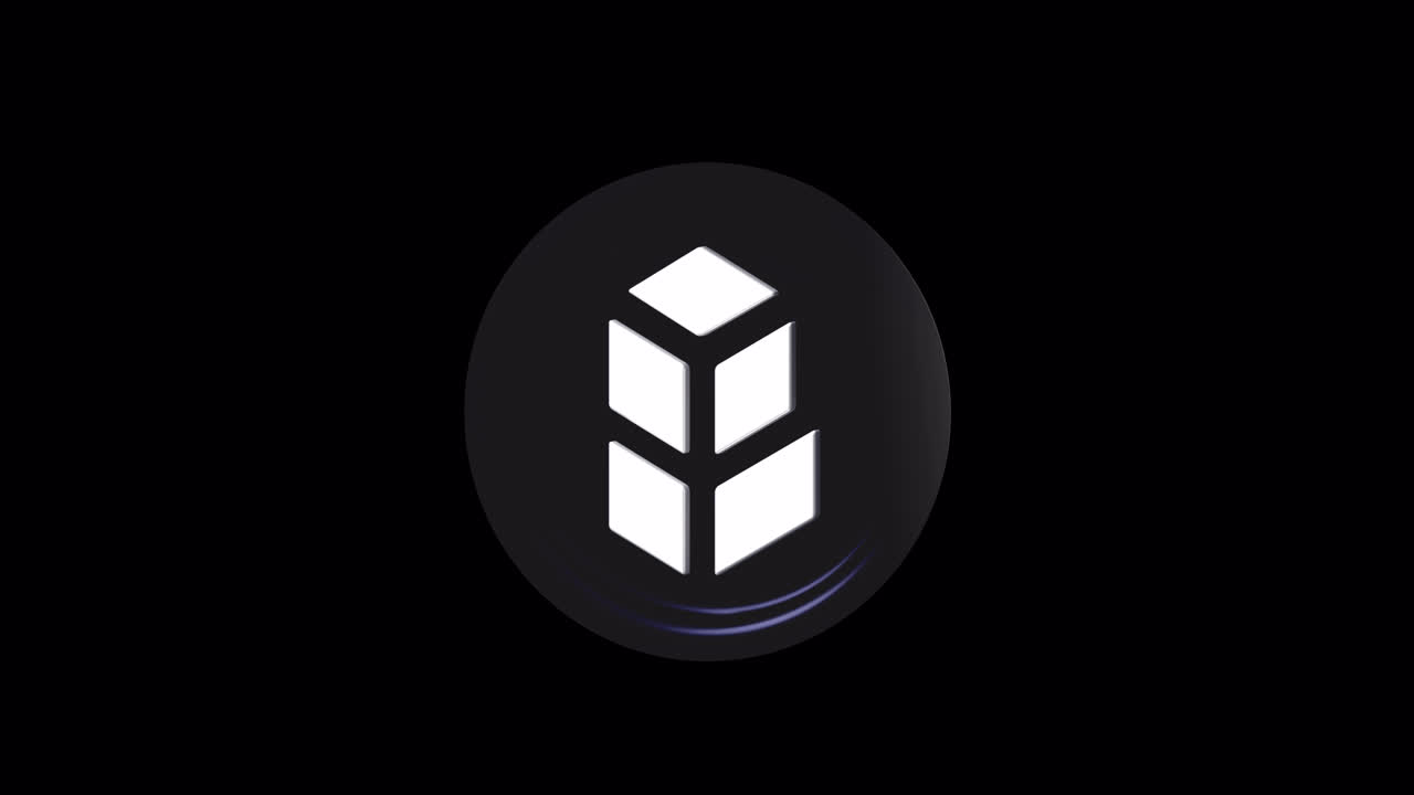 Bancor BNT kryptovaluta-logo roterer på sort baggrund