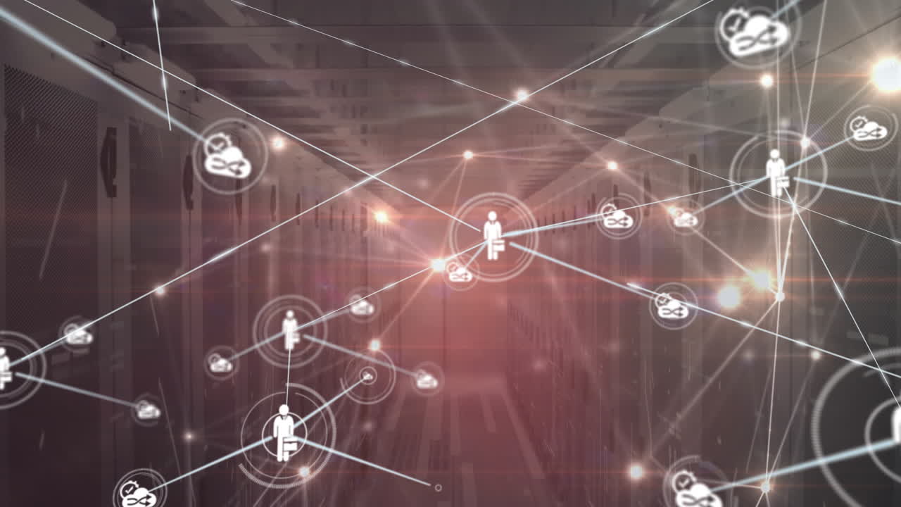 서버  ⁇  위의 아이콘으로 연결 네트워크의 애니메이션