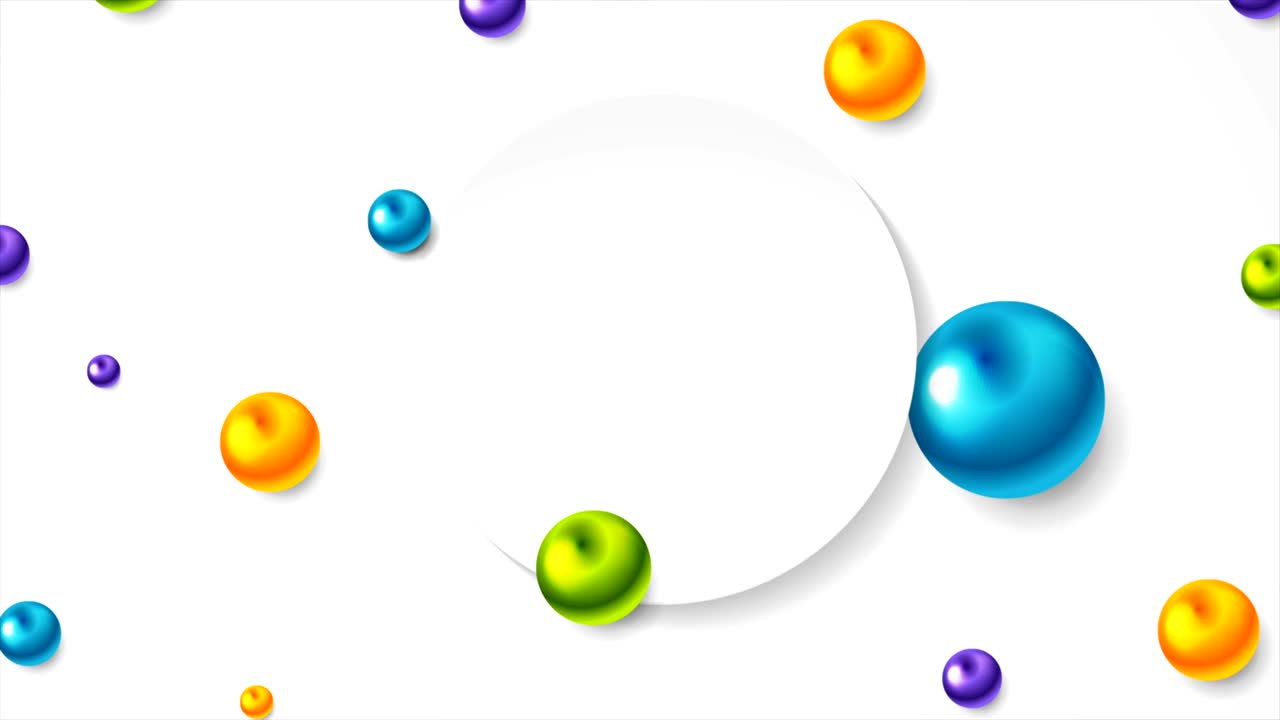 coloridas cuentas brillantes y círculo en blanco animación de video