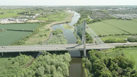 Aerial-View-Of-Mary-McAleese-Boyne-Valley-Bridge-Over-The-Boyne-River-In-Ireland