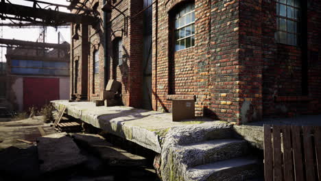 old factory exterior with buildings and chimney