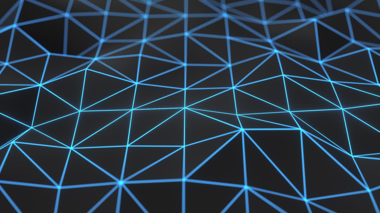 темная полиизмещенная поверхность с синими светящимися линиями