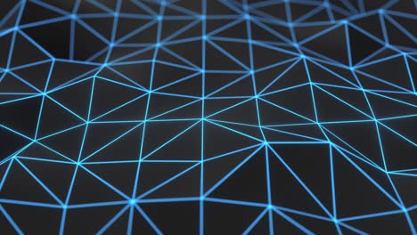 superficie de bajo desplazamiento polimétrico oscuro con líneas brillantes azules