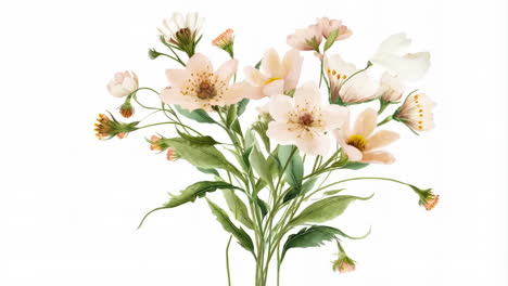 Delicate Watercolor Flowers on White Background