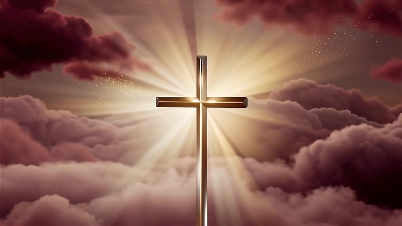 Croce Cristiana Luce Celestiale Sfondo per il Culto.