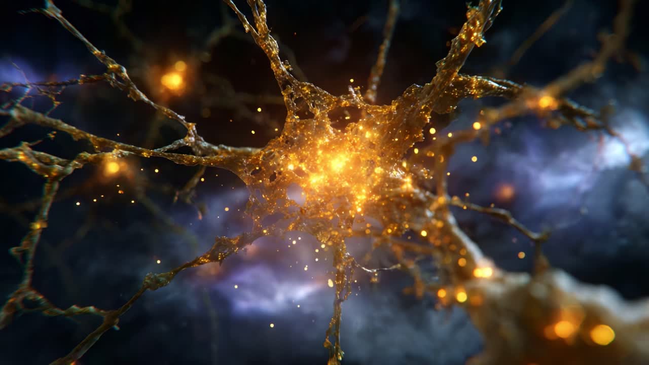 Stunning Visual Representation of Neurons Illuminating the Microcosm of Neural Activity, Highlighting The Complexity of Brain Connectivity and Synaptic Transmission