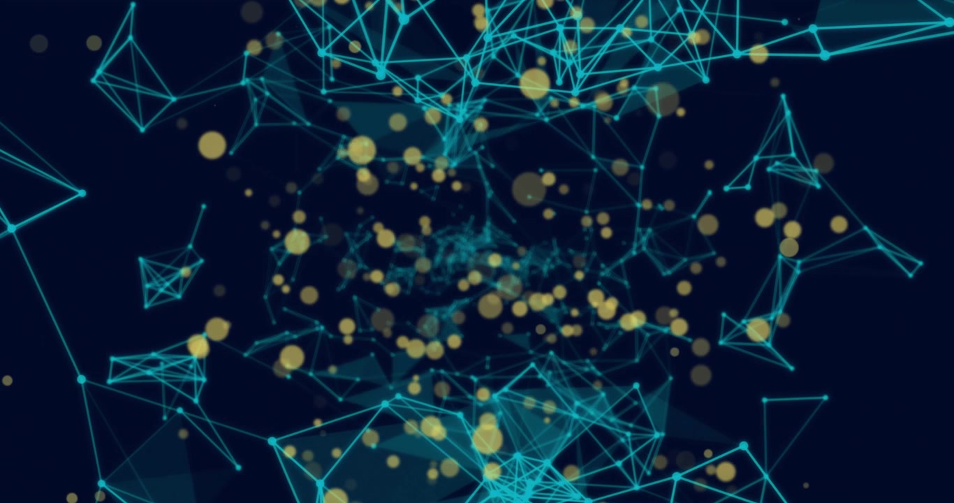 Abstract Digital Network Connection with Floating Particles