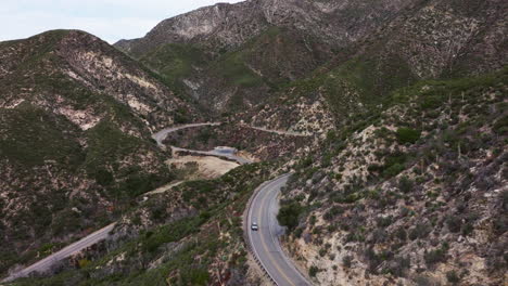 aerial view of the angeles crest highway in the san gabriel mountains of southern california