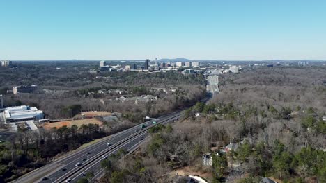 drone shot of interstate 75 in atlanta, georgia