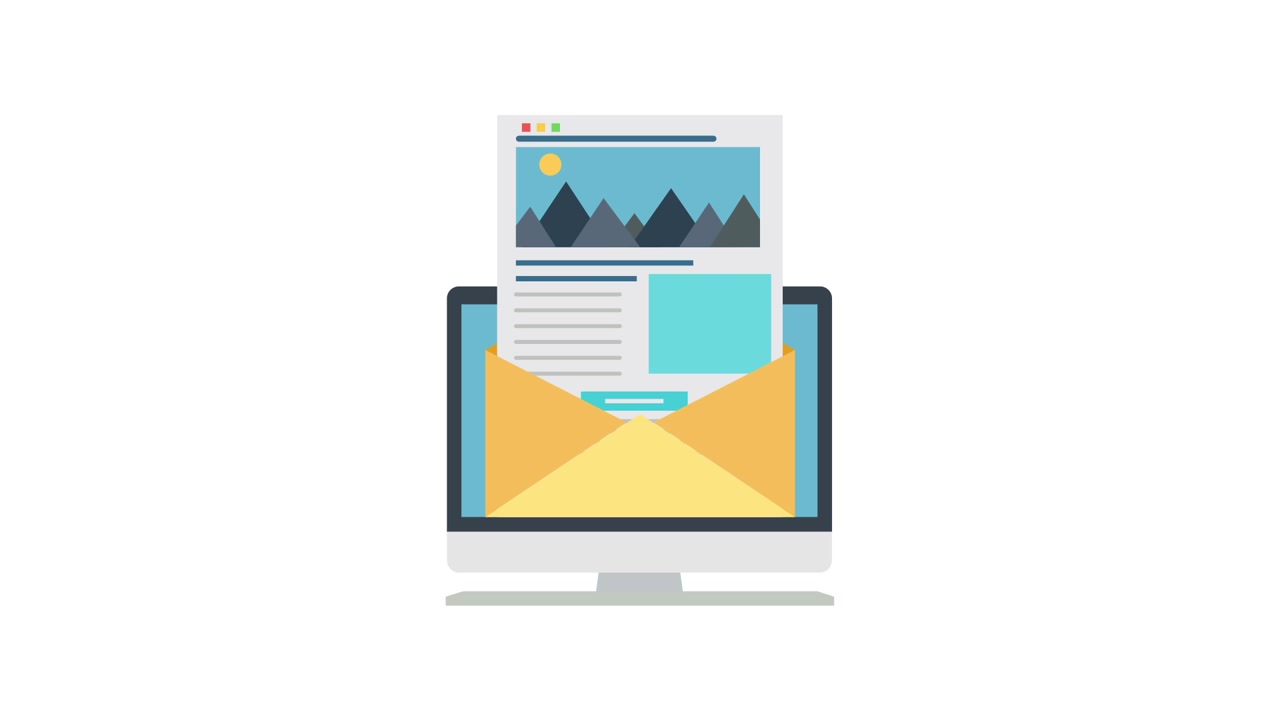 Animated Email Newsletter Displayed on Computer Screen