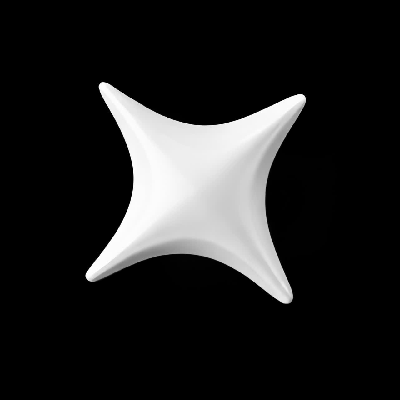 Spinning white star shape animation isolated asset, transparent 4K video, alpha channel, ProRes 4444
