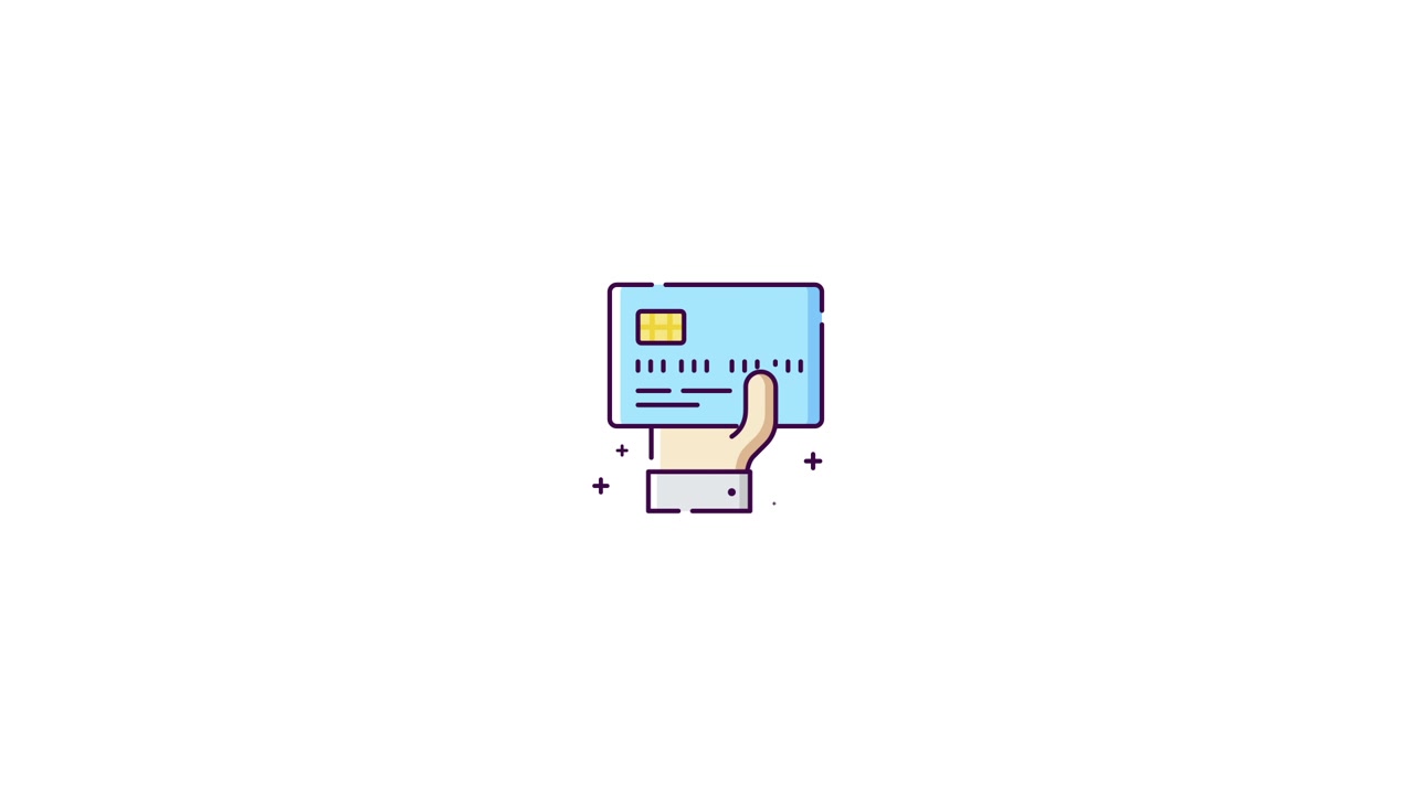 Animated Icon of Hand Holding Credit Card for Online Payment