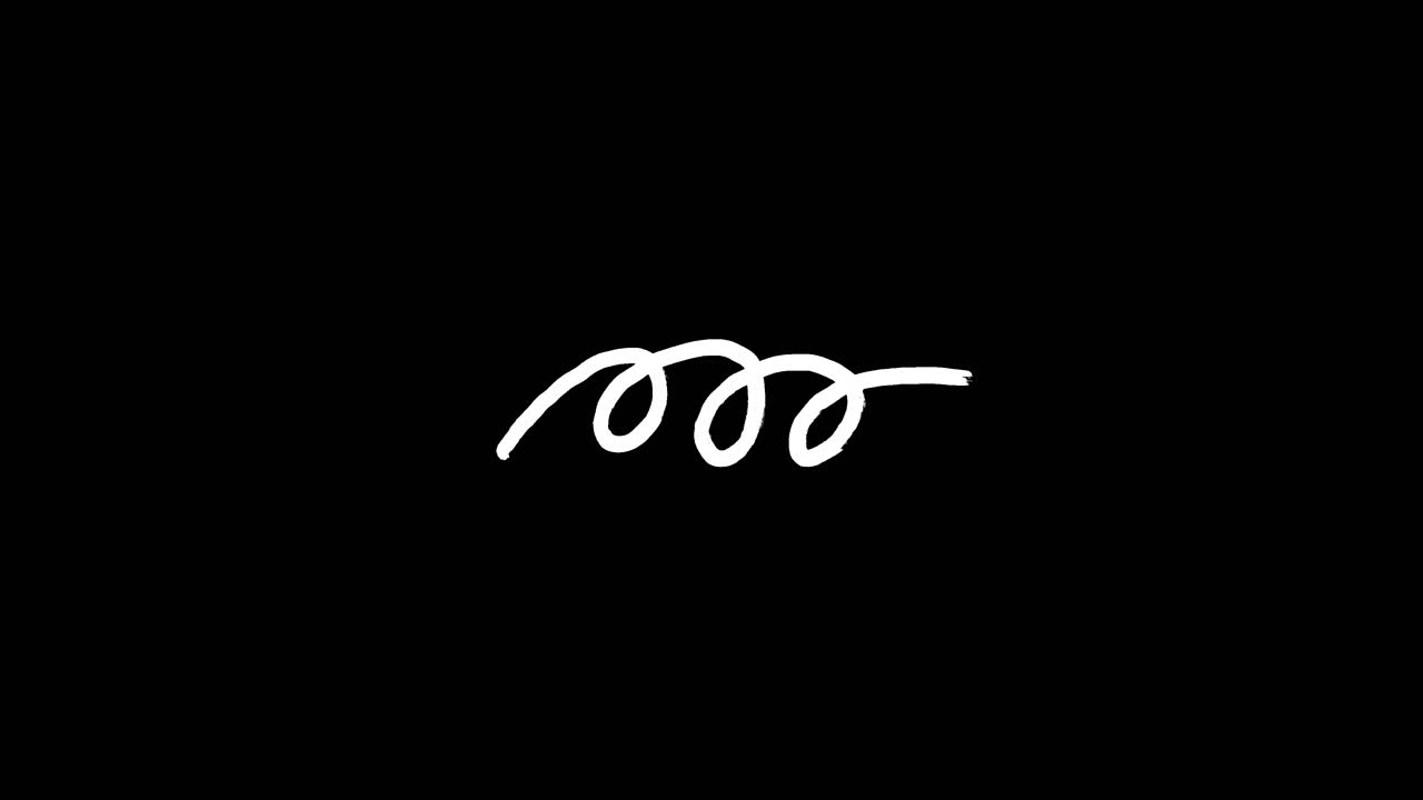 Animated Hand Drawn White Wavy Line on Black Background