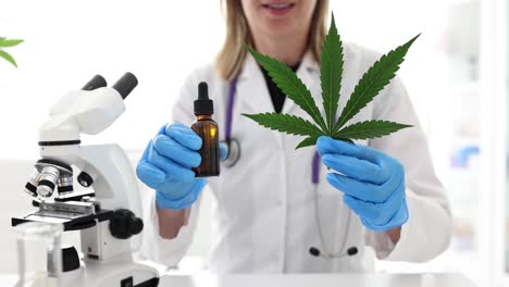 medical professional researching cannabis and cbd oil in a laboratory
