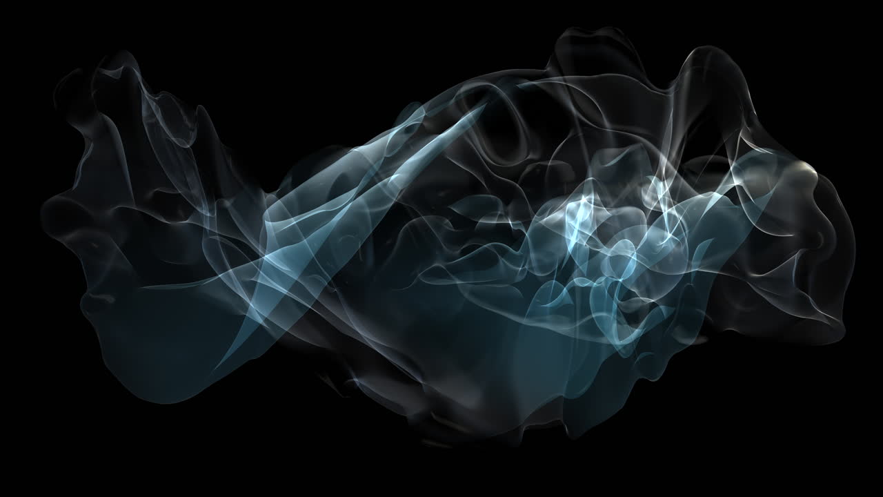 Mystical blue and black smoke swirl on a dark background