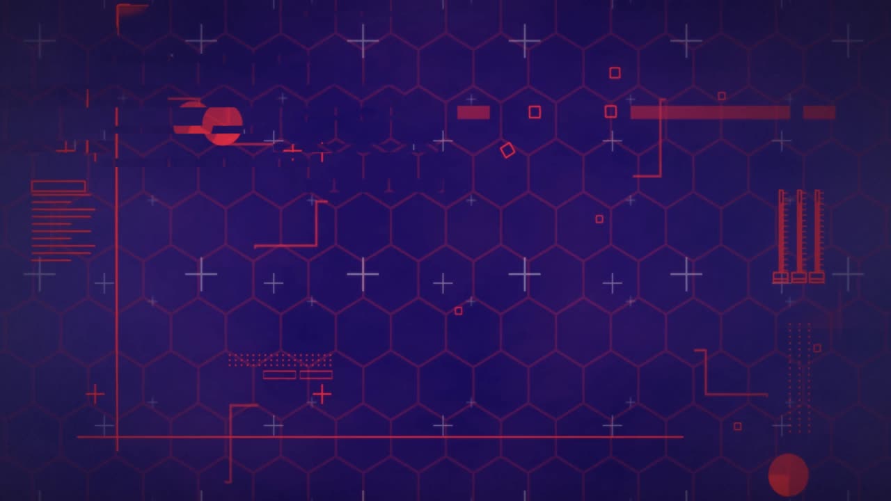 Digital animation of digital interface with data processing against blue background