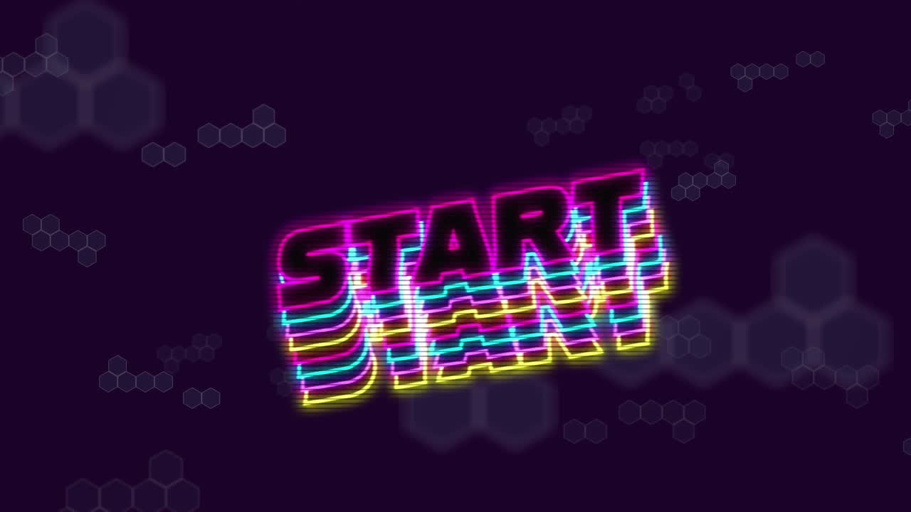 animación del texto de inicio sobre moléculas en movimiento sobre un fondo oscuro