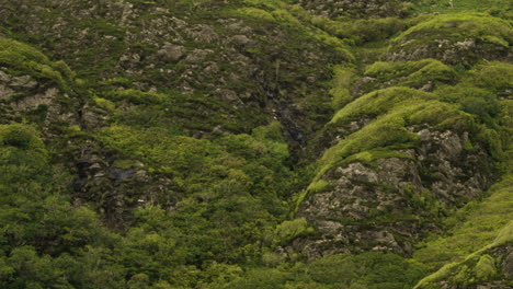 Montañas-Rocosas-Cubiertas-De-Musgo-Cerca-De-La-Abadía-De-Kylemore-En-Irlanda