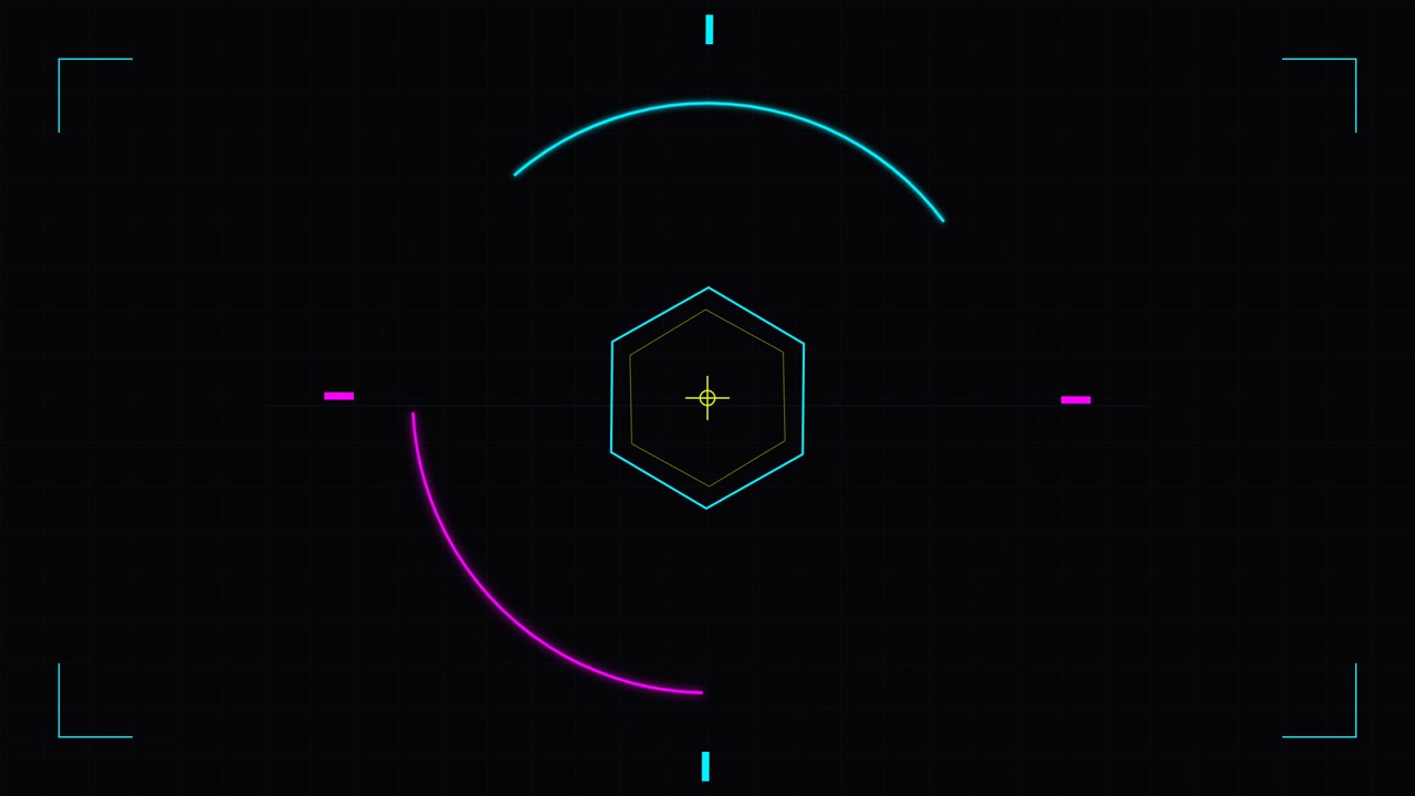 Abstract Digital HUD Interface with Rotating Geometric Elements