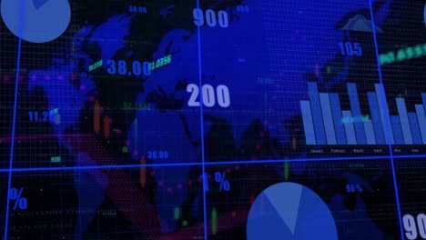animation of financial data processing over world map