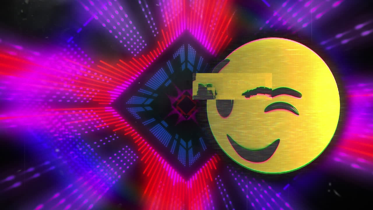 animación del icono de emoji sobre el túnel digital