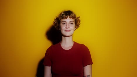 woman portrait against yellow background