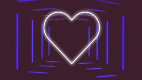 animación de corazón de neón y formas sobre fondo negro