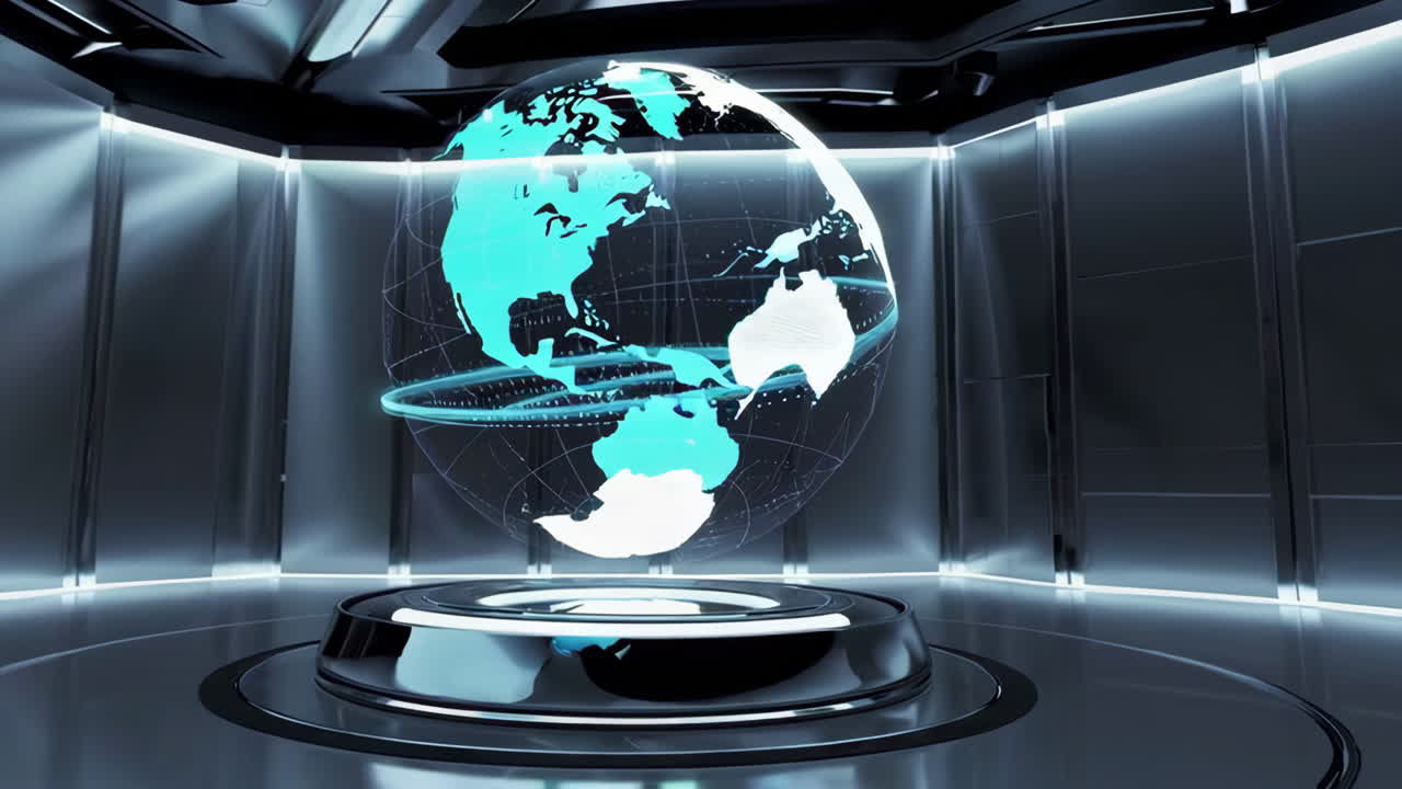 Futuristic Digital Globe Display in a Modern Setting