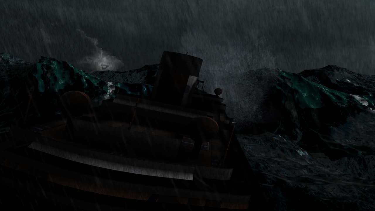 un barco en un mar tormentoso