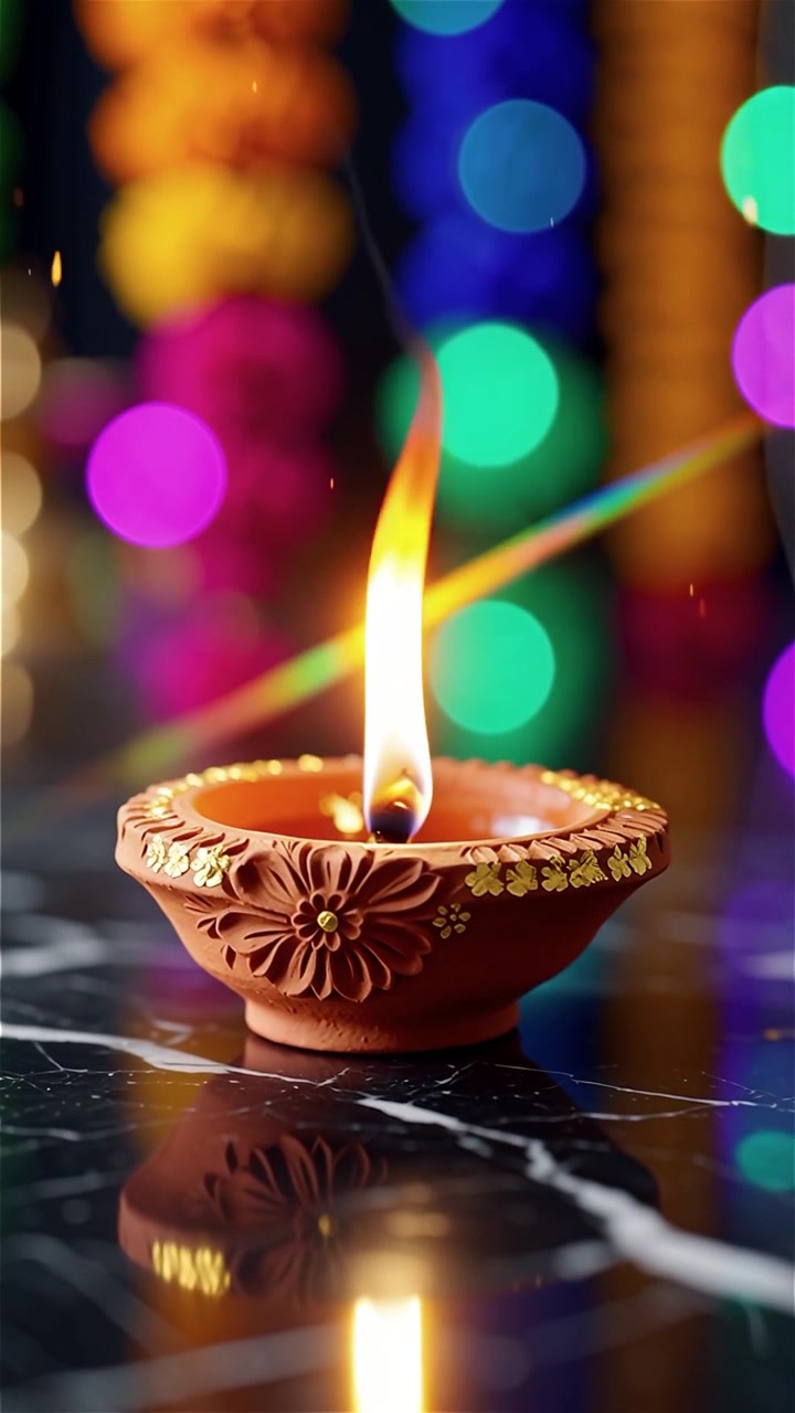 Sfondo del Festival Diwali con lanterne e decorazioni tradizionali Diyas.