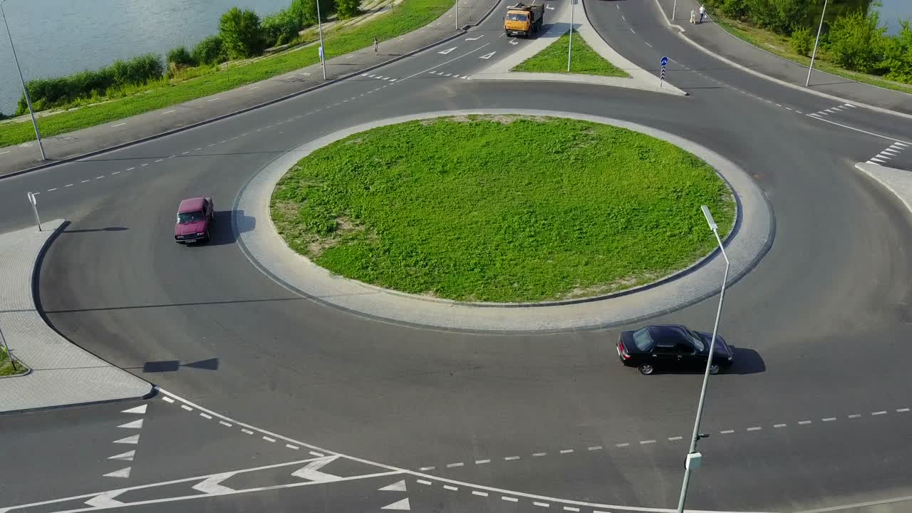 Houses And Roads In The City Vinnitsa, Ukraine. Aerial shot of the houses and roads at summer day in the city Vinnitsa, Ukraine