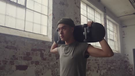 Fashionable-young-man-in-an-abandoned-warehouse