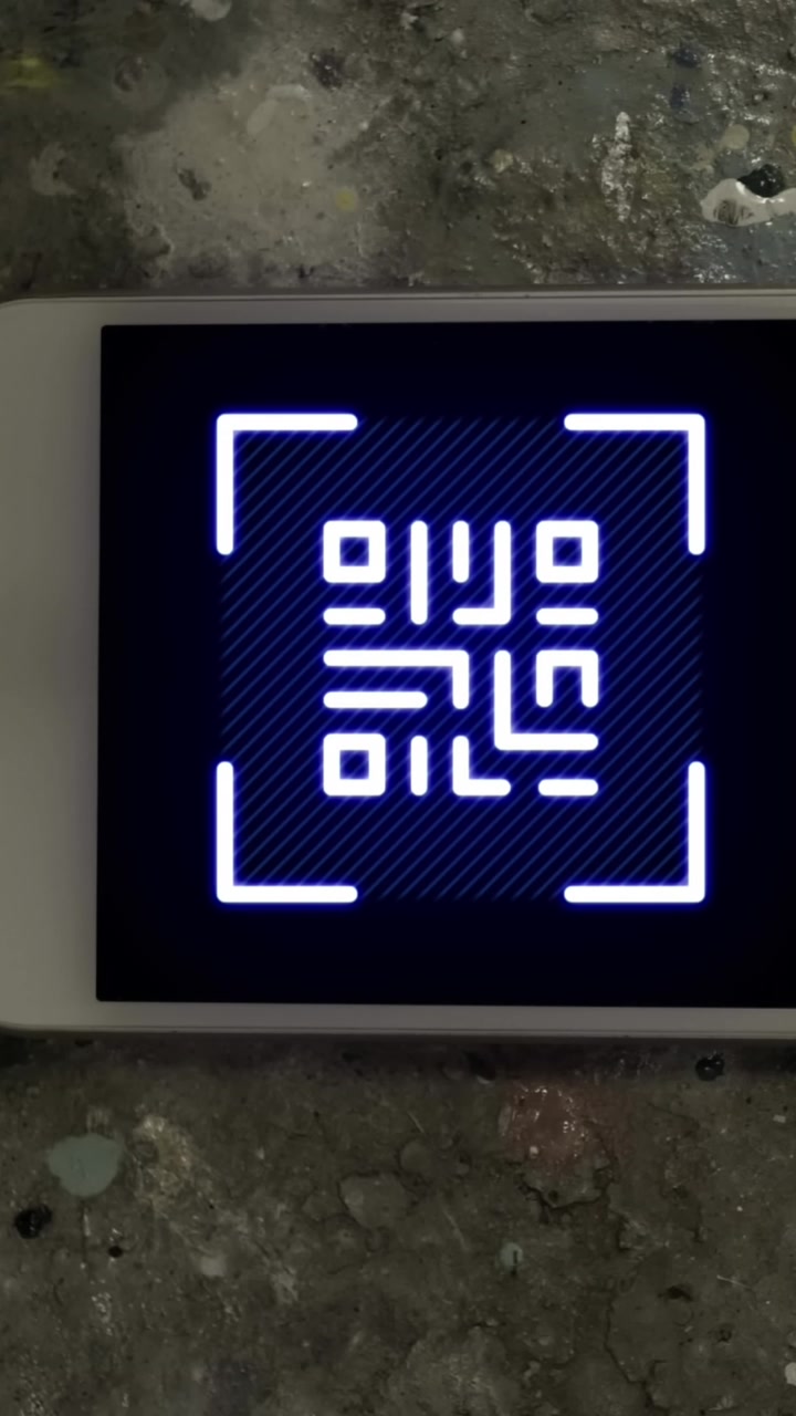 Digital QR Code Animation Appears on Smartphone Screen
