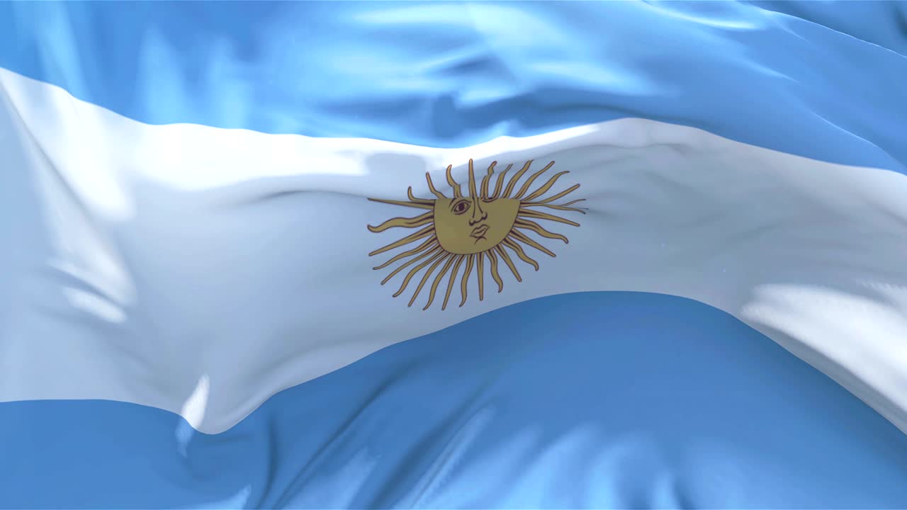 아르헨티나 발은 느린 동작으로 고전적인 발, 바람이 불어오는 날 바람에 부드럽게 부히고, 해가 뜨고, 4k 연속적인 원활한 루프 배경.