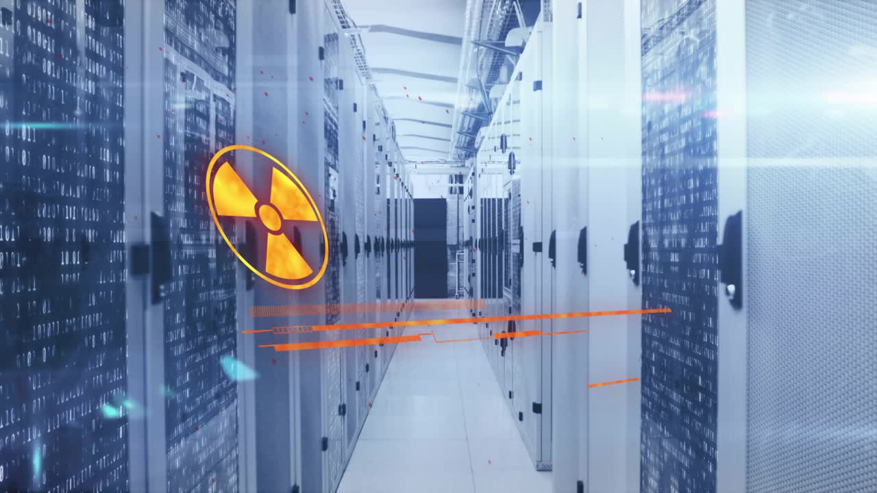 After second, hazard symbol fading, WPX morphing into WARNING, IMMEDIATE ACTION REQUIRED emerging