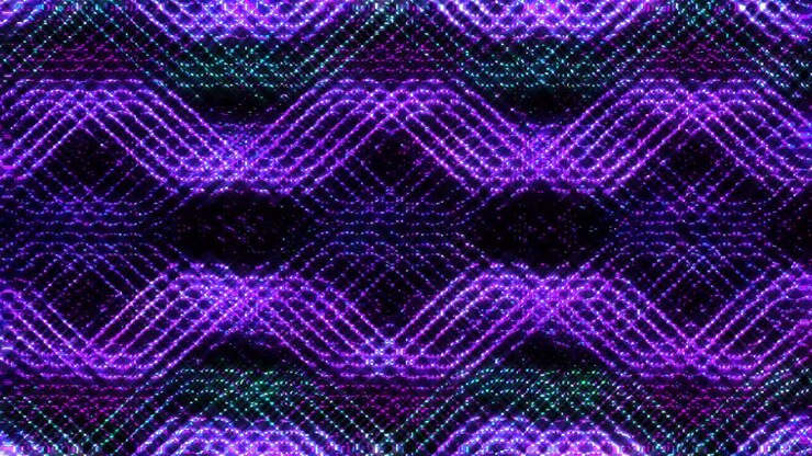 shining bright lines set wave motion, color full, on black background