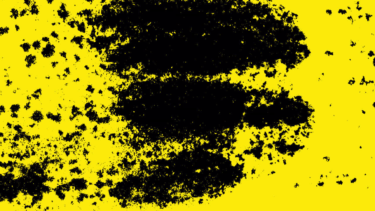 Texture grunge nera animata che rivela sfondo giallo