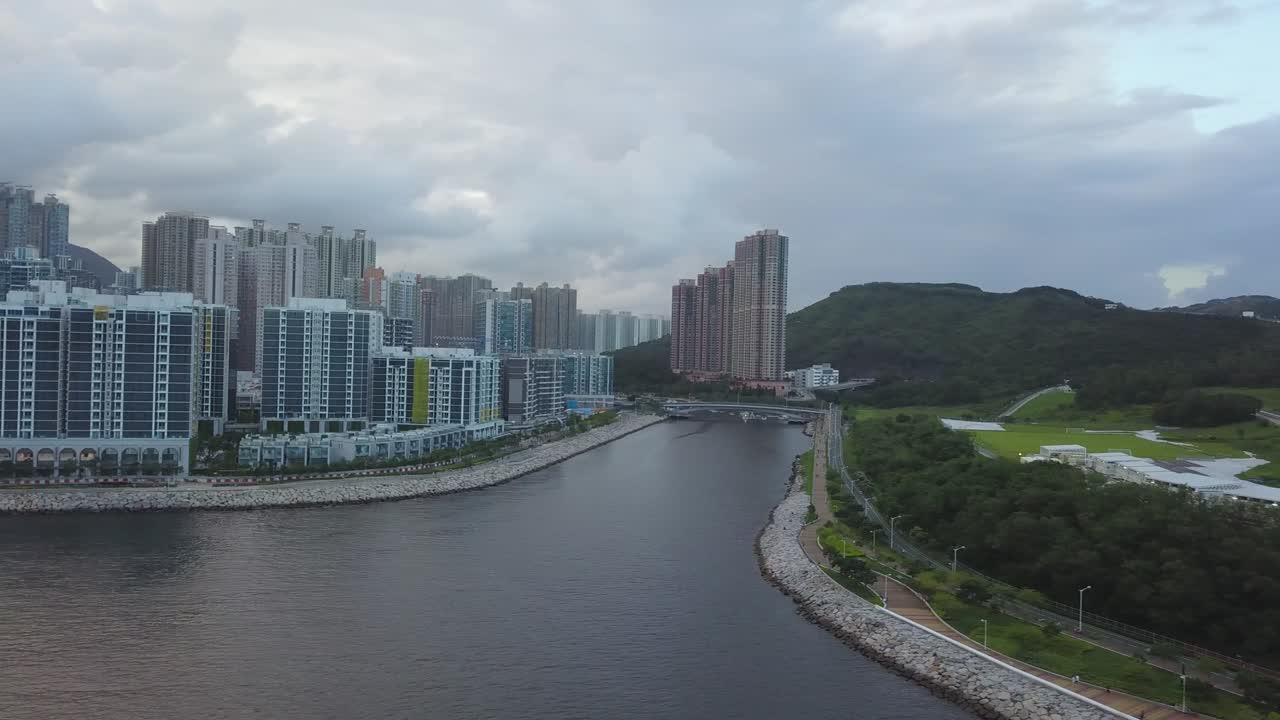 홍콩의   오 시의 드론 영상