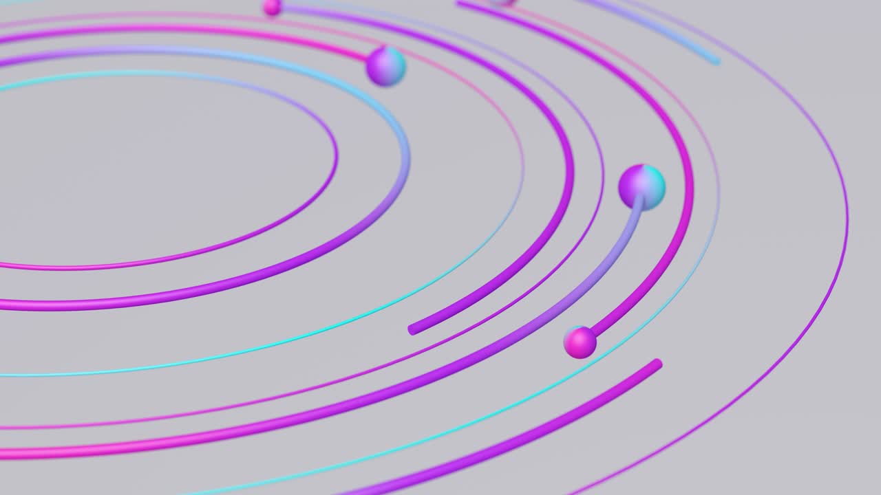 los círculos azules, púrpuras y rosas, la animación abstracta, el renderizado 3d, el primer plano.