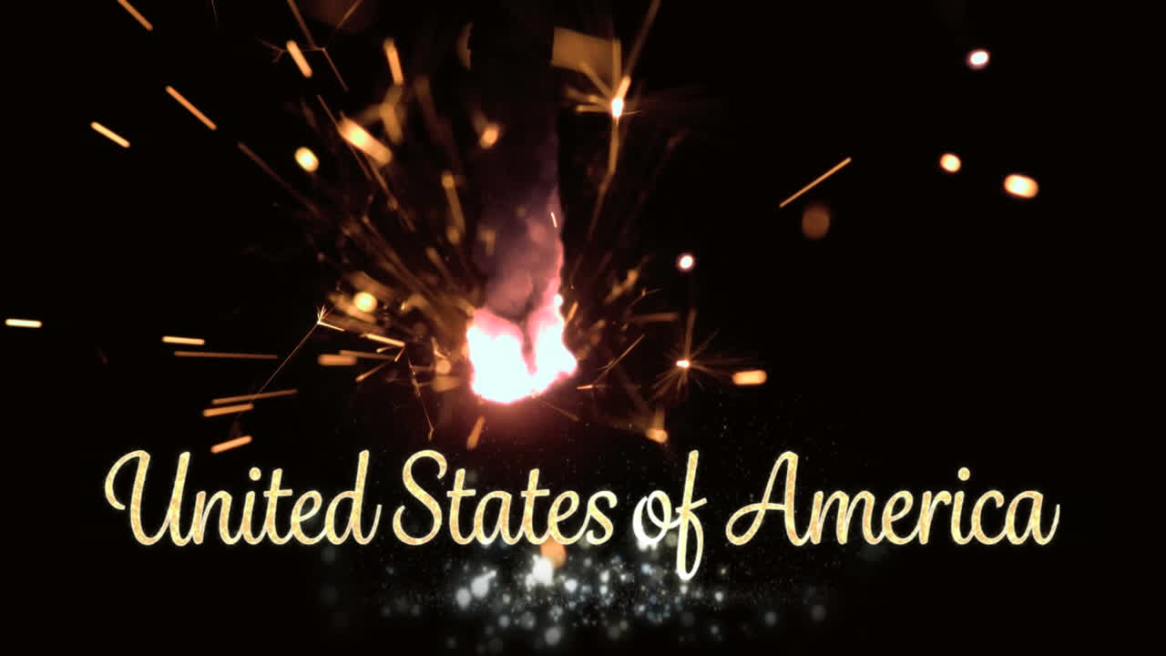 Scritta Stati Uniti d'America e un luccichio per il quattro luglio