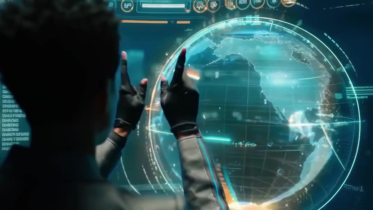 Futuristisk professionel med holografisk datagrænseflade