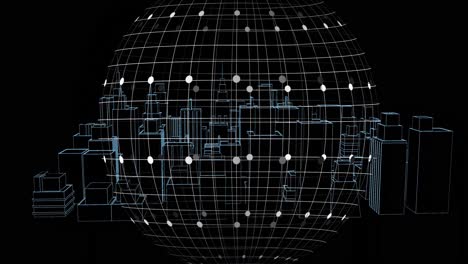 Animación-Del-Procesamiento-De-Datos-Sobre-Un-Paisaje-Urbano-En-3D.