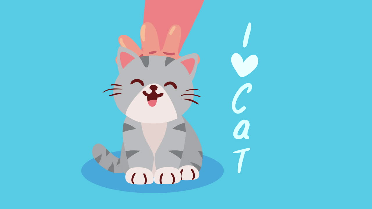 可愛いグレーキャット マスコット アニメーション