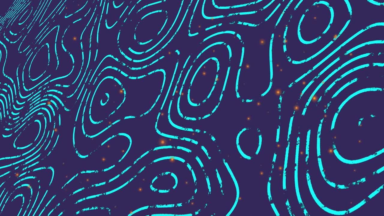 Animation of moving white shapes and spots on purple background