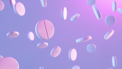 floating white pills on pastel background