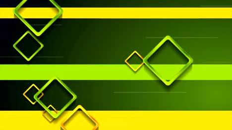 cuadrados brillantes verdes y naranjas animación de video
